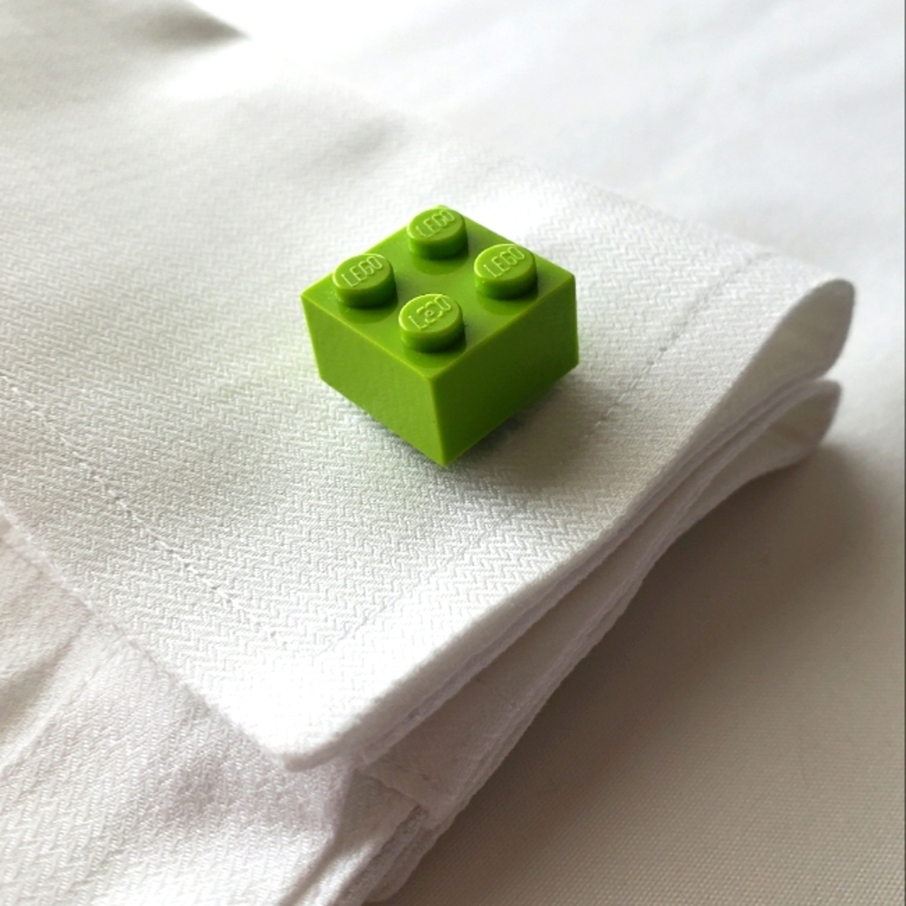 Neon Green Lego Block Cufflinks
